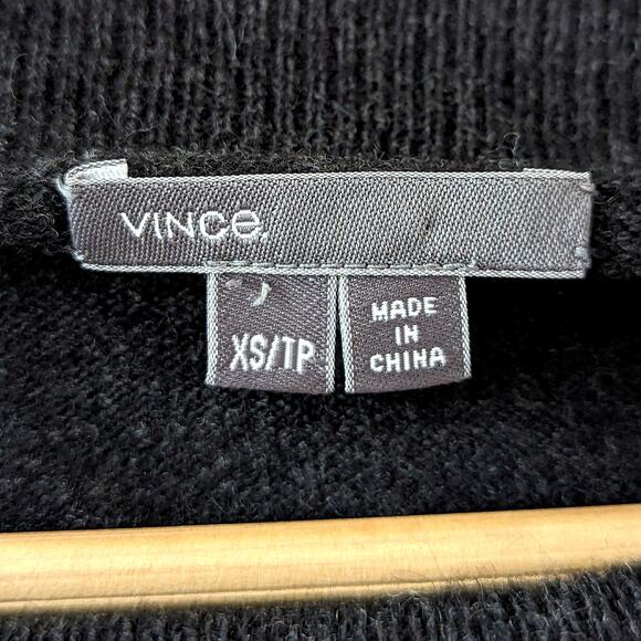 Vince Black Boat Neck Wool Cashmere Side Slit Sweater Tunic Lightweight Women XS - Picture 9 of 11